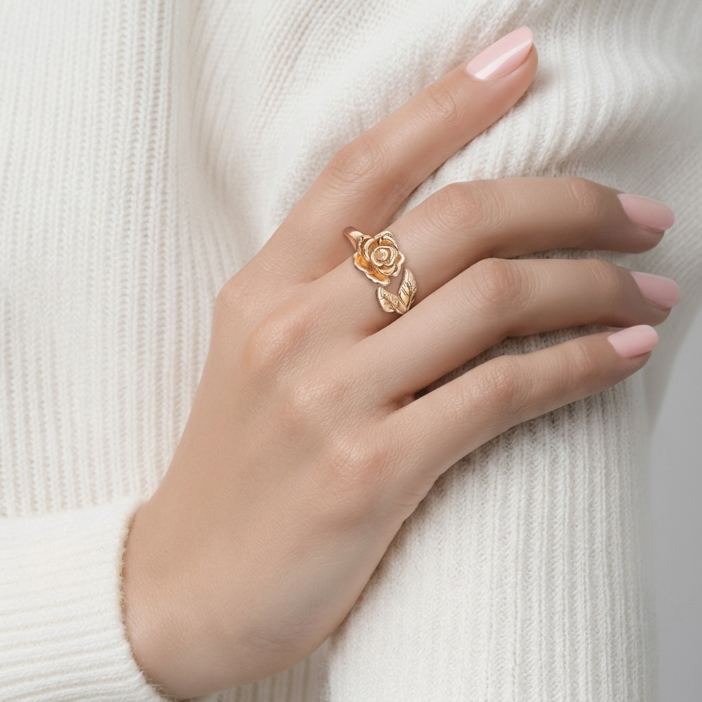 Bague motif rose