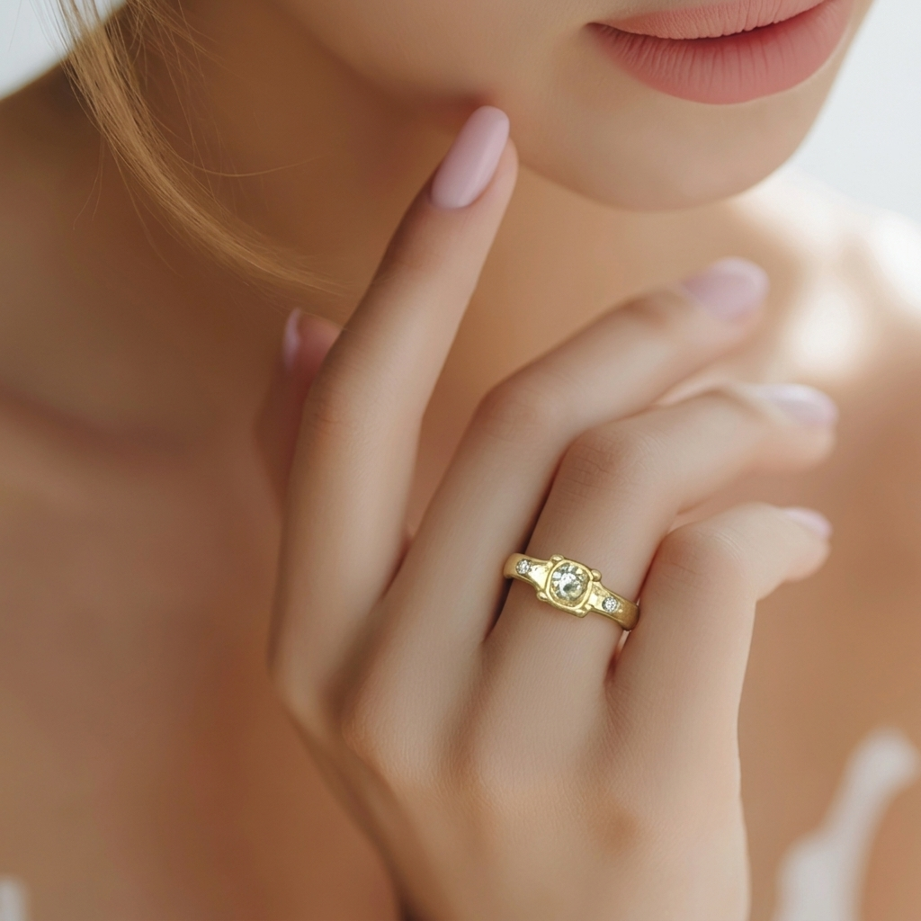Bague dorée avec 2 petits zirconium