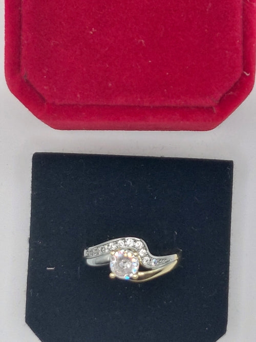 Bague saphir et zirconium