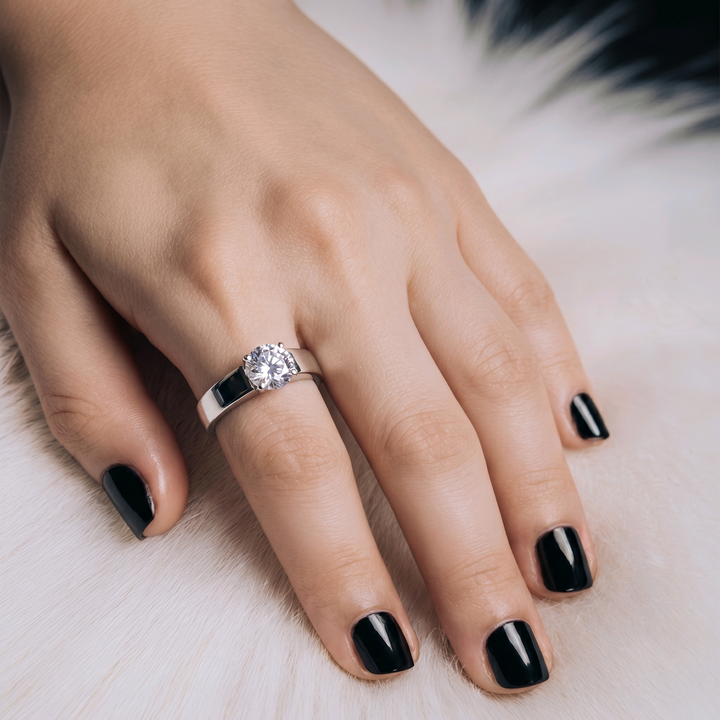 Bague argent ajustable avec zirconium