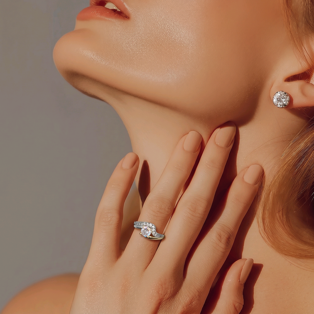 Bague saphir et zirconium
