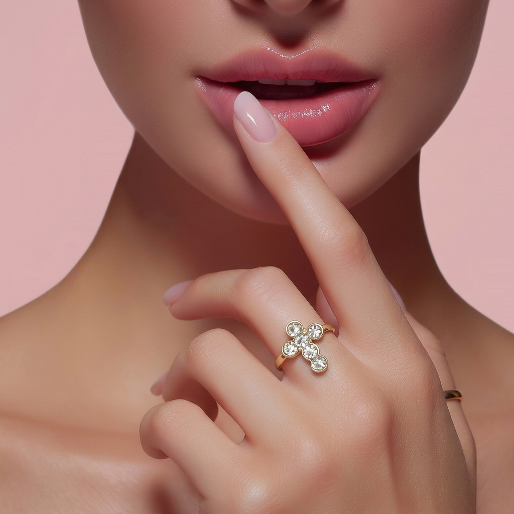 Bague forme croix avec zirconium